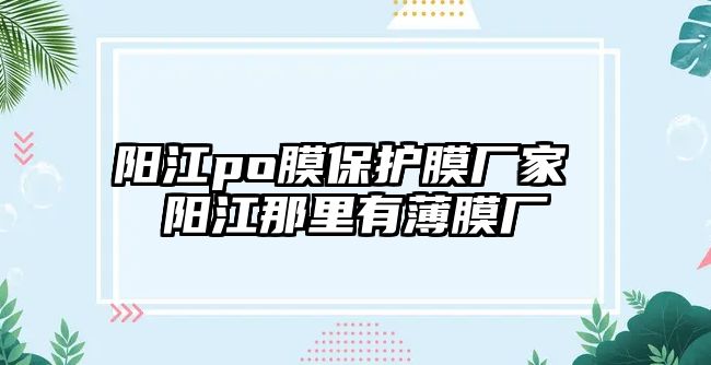 陽江po膜保護膜廠家 陽江那里有薄膜廠