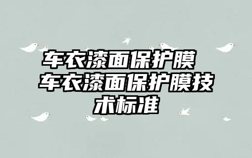 車衣漆面保護膜 車衣漆面保護膜技術標準