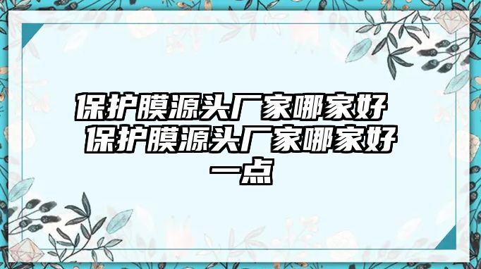 保護膜源頭廠家哪家好 保護膜源頭廠家哪家好一點