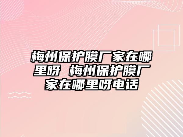 梅州保護膜廠家在哪里呀 梅州保護膜廠家在哪里呀電話