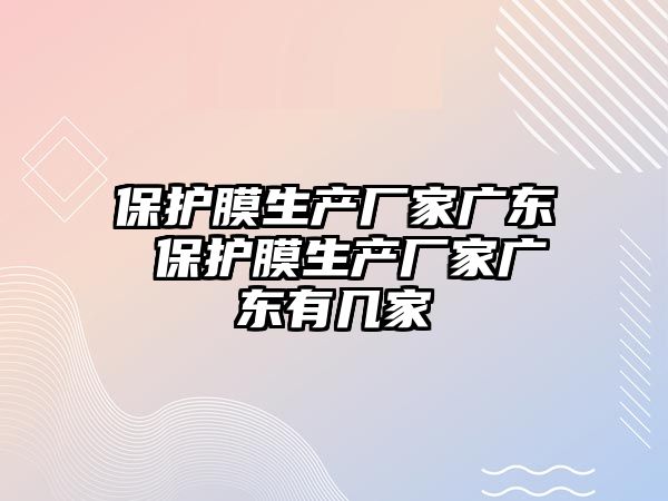 保護膜生產廠家廣東 保護膜生產廠家廣東有幾家