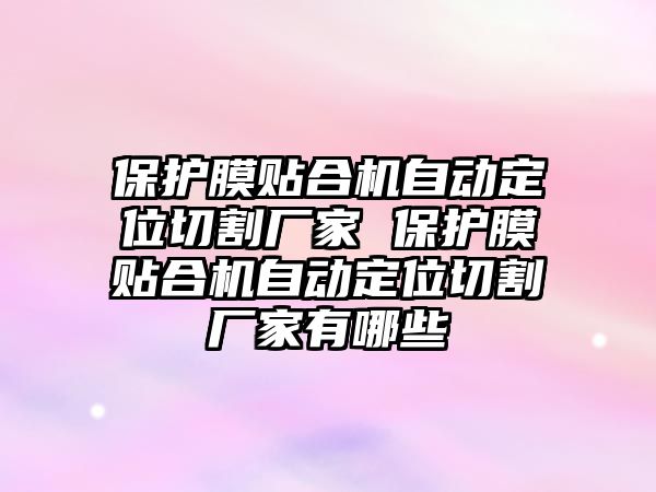 保護膜貼合機自動定位切割廠家 保護膜貼合機自動定位切割廠家有哪些