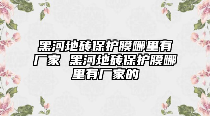 黑河地磚保護膜哪里有廠家 黑河地磚保護膜哪里有廠家的