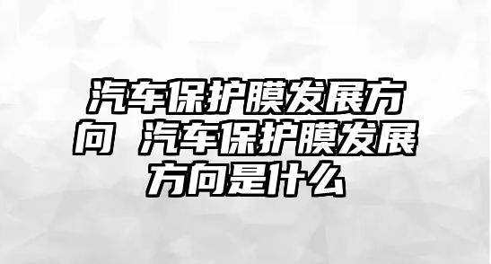 汽車保護膜發展方向 汽車保護膜發展方向是什么